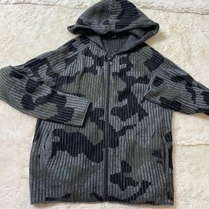 skull cashmere camo sweater hoodie jacket zip small